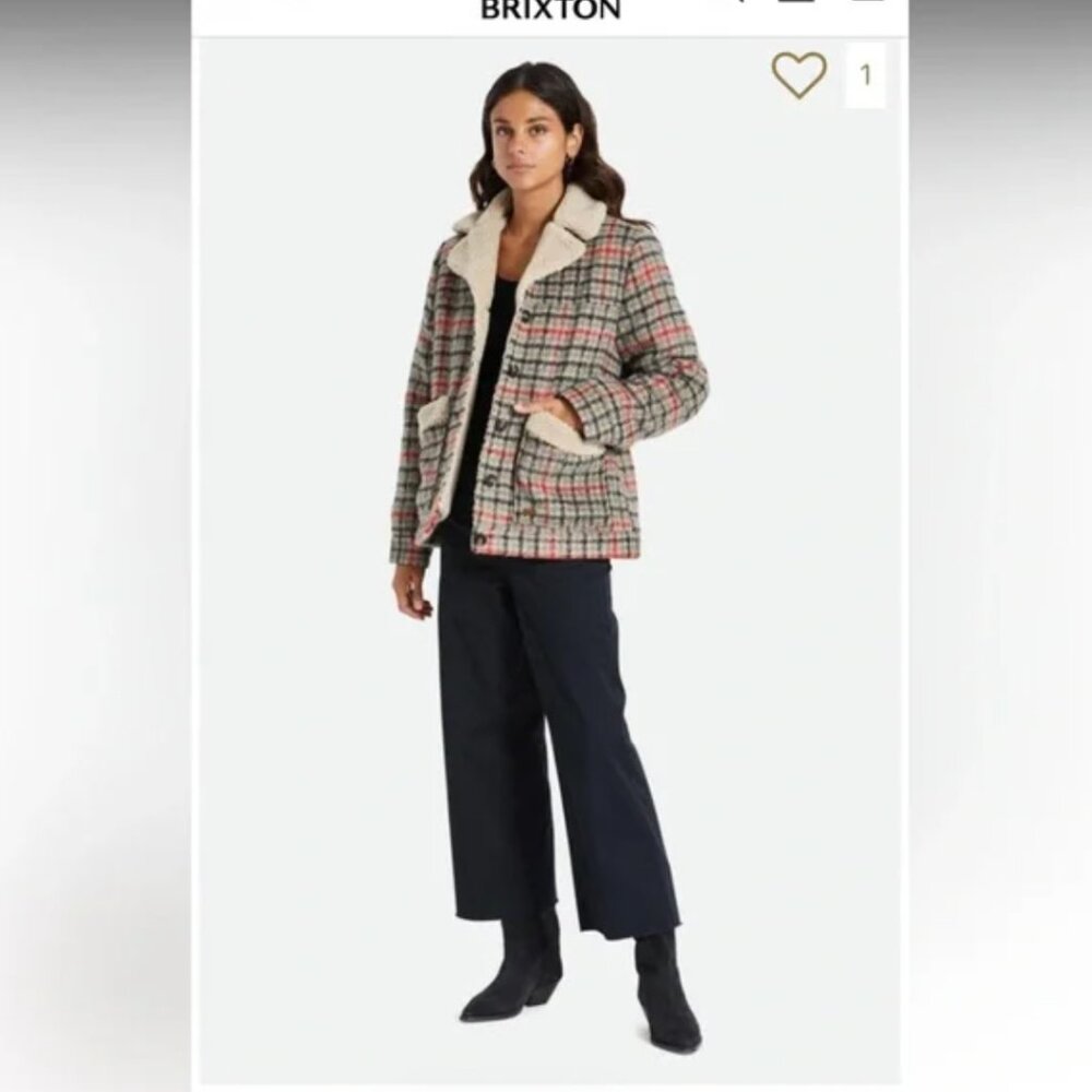 Brixton Plaid Nouvelle Sherpa Jacket Size M